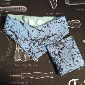 🪡Handmade CATS Reversible Nautical/Blue Bandana and Catnip Pouch Set